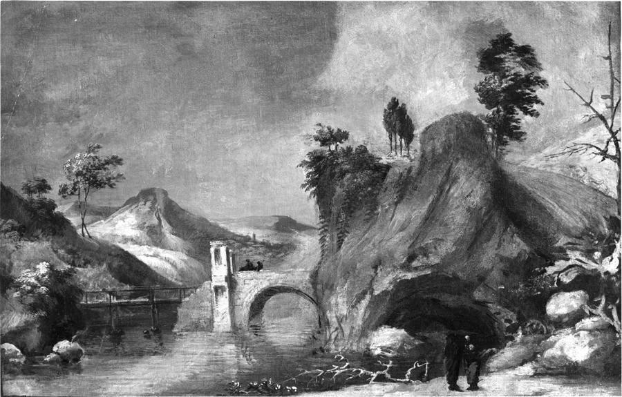 Paesaggio fluviale con ponte